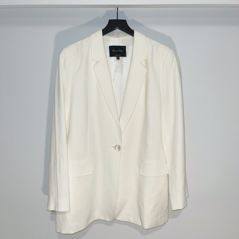 Massimo Dutti White Linen Blazer